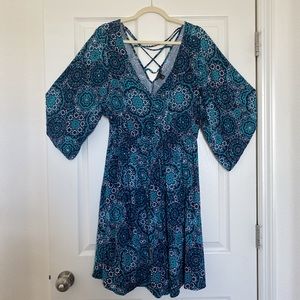 TORRID GEO PRINT LATTICE BACK DRESS